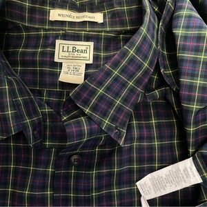 L.L. Bean Men's Plaid Shirt XL TALL
100% cotton, navy blue green check Grandpa